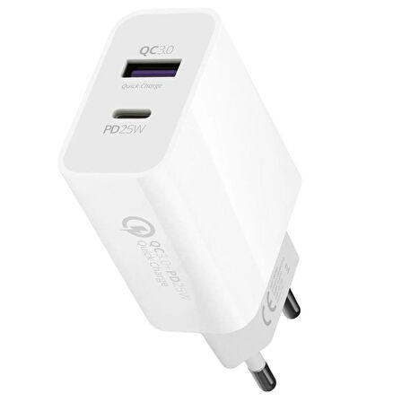 Powerway HW25 Usb 3.0 / Type-C 25W 3.0 A Hızlı Şarj Aleti Başlığı PD25W