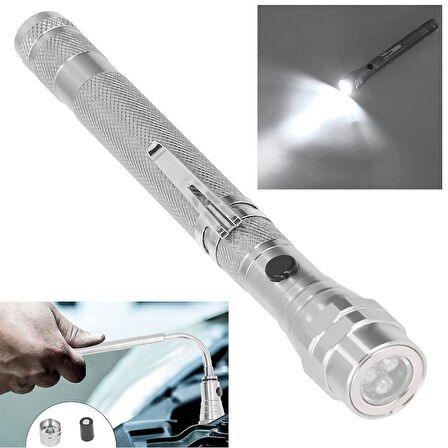 Powermaster MX-2808 Mıknatıslı 360 Derece Döner Başlıklı 3 Ledli Beyaz Işık El Feneri