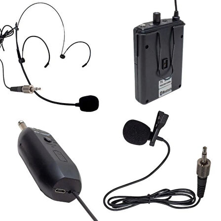 Magicvoice Mv-19601 UHF Kablosuz Enstrüman Uyumlu Bluetooth Jak Girişli İkili Mikrofon Set