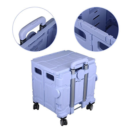 Sunup SN-26967 Katlanabilir Market Pazar Kamp Tekerlekli Alışveriş Arabası 60KG Kapasiteli