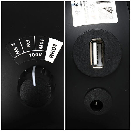 MagicVoice MV-13 7.5 CM 20 Watt Komütatörlü Hat Trafolu Siyah Sütun Sarkık Hoparlör (2'li Takım)