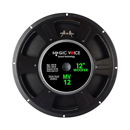 Magicvoice MV-12 Maks.600 Watt / Rms 300 Watt 12” Siyah 30 Cm Woofer Yedek Hoparlör
