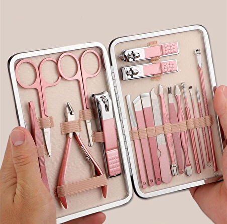 Sunup SN-27097 Paslanmaz Çelik 18in1 Profesyonel Manikür Tırnak Bakım Seti