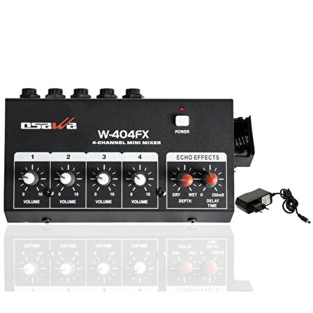 OSAWA W-404FX MİK GİRİŞ-1 LINE ÇIKIŞ EKOLU MİK ÇOĞALTICI 20 DB ADAPTÖRLÜ 4 KANAL MINI MIXER