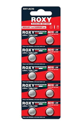 Roxy RXY-AG10 1.5 Volt LR54/1130/189/389 Alkalin Düğme Pil (10'LU Paket)