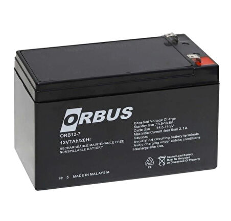 Orbus ORB12-7 12 Volt 7 Amper Kuru Tip Akü (150x65x90mm)