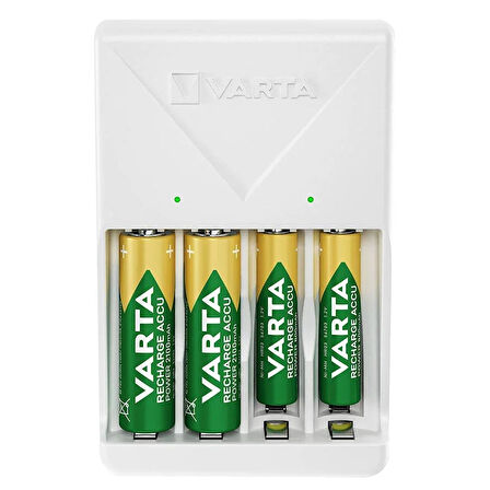 Varta Plug AA/AAA Kalem Pil Şarj Cihazı Aleti - 4 Adet 2100mAh AA HR6 NI-MH Şarj Edilebilir Pil Hediyeli
