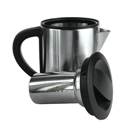 Crown CRW-2201 1800W 1.8 - 0.8 Litre Çelik Hazneli Çaycı Mutfak Kettle Demlikli Ve Süzgeçli Inox