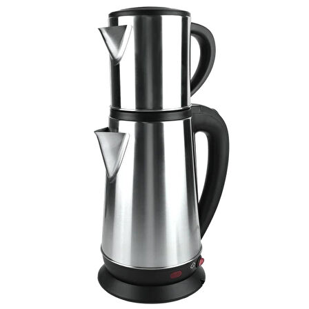 Crown CRW-2201 1800W 1.8 - 0.8 Litre Çelik Hazneli Çaycı Mutfak Kettle Demlikli Ve Süzgeçli Inox