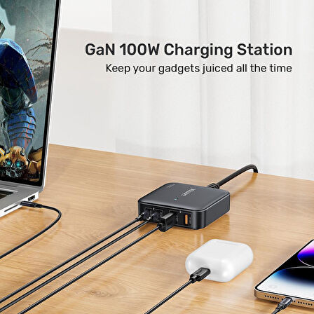 Unitek 100W Masaüstü Şarj İstasyonu Siyah (P1229ABK)