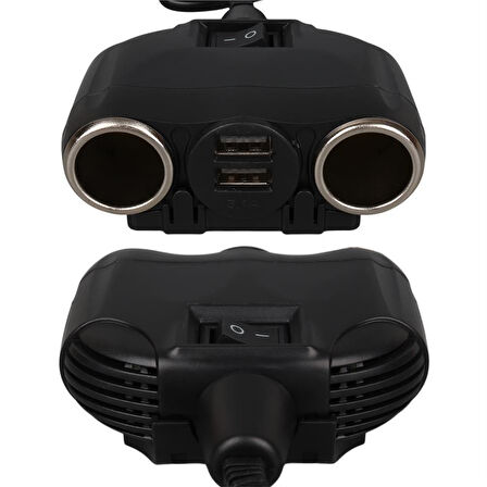 Olesson 1630 12-24V Çift USB Girişli 120W 80cm Kablolu 2'LI Araç Çakmak Çoklayıcı