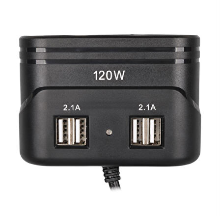 Olesson 1678 12-24V 4 USB Girişli 120W 80cm Kablolu 3'lü Araç Çakmak Çoklayıcı