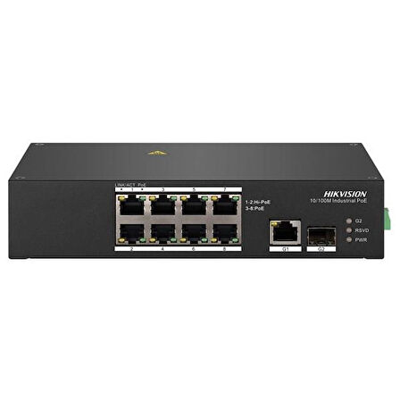 HIKVISION 8port FULL PoE DS-3T0310HP 10/100 1X SFP Yönetilemez Switch (Adaptör Yok)