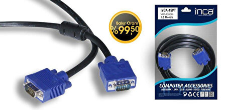 Inca IVGA-15PT 1,5m Feritli  VGA Kablosu