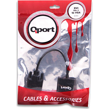 Qport Q-VDV2 16cm DVI(24+1)=VGA (D)aktif çevirici
