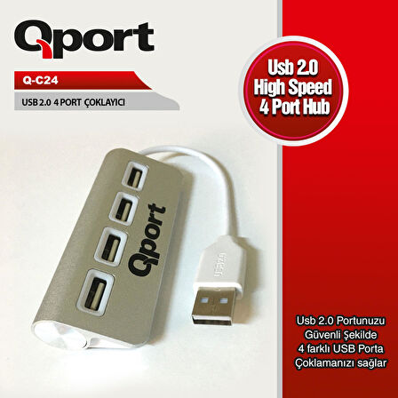 Qport Q-C24  4'lü USB2.0 metal kasa çoklayıcı hub