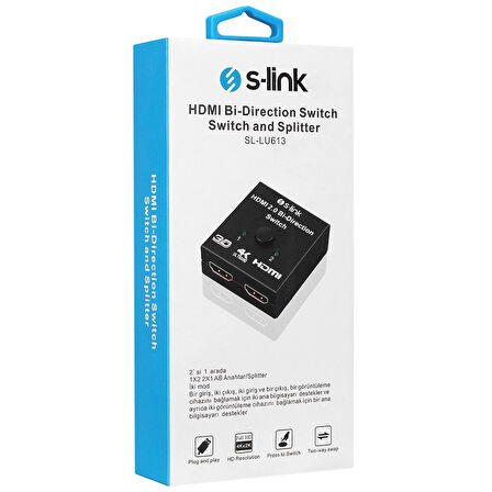 S-Link SL-LU613  2'Lİ HDMI 2 Yönlü çoklayıcı