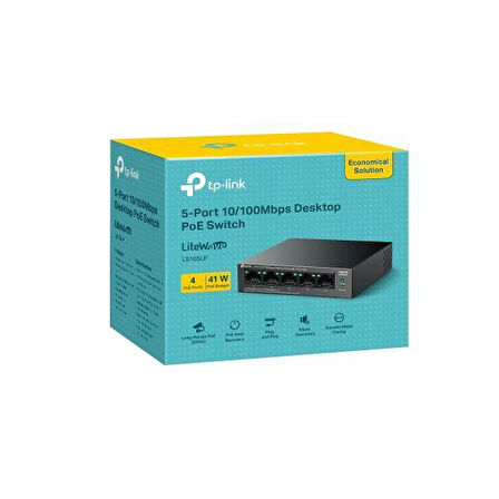 Tp Festa LS105LP 41W 5FE PoE Switch,4GE PoE,250m