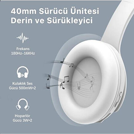 BİX BH2-IG BUZ GRİSİ SOUNDCRAFT BH2 KATLANABİLİR KULAKÜSTÜ KABLOSUZ KULAKLIK