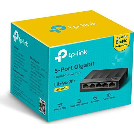 TP-LINK LS1005G 5 PORT 10/100/1000 YONETILEMEZ DESKTOP SWITCH PLASTİK KASA