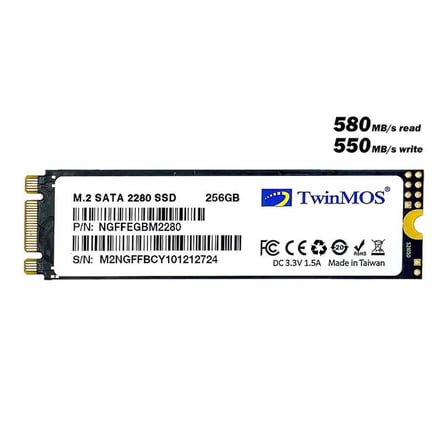 TWINMOS 256GB 580/550MB/s 4mm M.2 2280 SATA 3.0 SSD NGFFEGBM2280 3D-NAND
