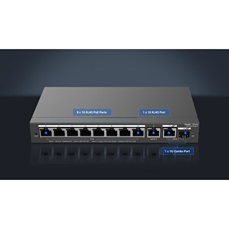 RUIJIE REYEE RG-ES210GS-P 8 PORT 10/100/1000 8 PORT POE 1XGE UPLINK 1 X SFP 120W RUJIE CLOUD YONETILEBILIR DESKTOP SWITC