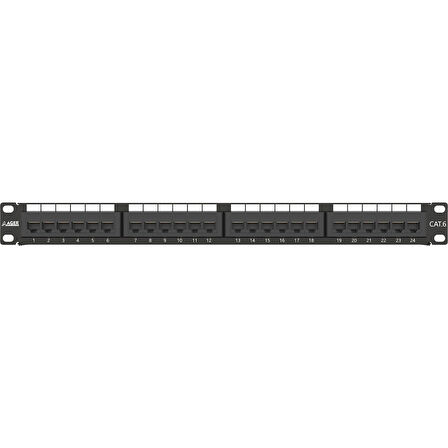 AGER AC-611-24E 8P8C,LSA,ALTIN KONTAK 24 PORT CAT6 DOLU 1U ZIRHSIZ PATCH PANEL