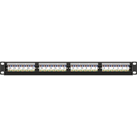 AGER AC-611-24E 8P8C,LSA,ALTIN KONTAK 24 PORT CAT6 DOLU 1U ZIRHSIZ PATCH PANEL