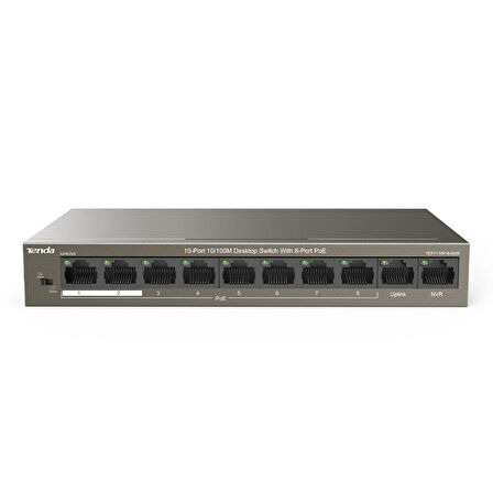 TENDA TEF1110P-8-63W 10 PORT 10/100 8 PORT POE 63WATT YONETILEMEZ DESKTOP SWITCH