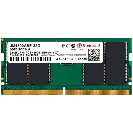 TRANSCEND 32GB 4800MHz DDR5 NOTEBOOK RAM JM4800ASE-32G