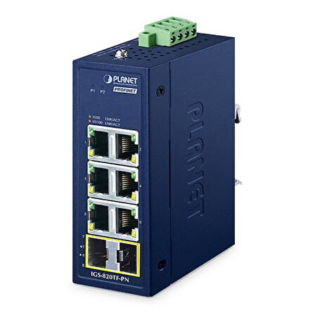 Compact Industrial 6-Port 10/100/1000T + 2-Port 100/1000X SFP PROFINET Switch(-40~75 degrees C operating temperature)