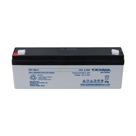 Yokohama YH-122.3 12 Volt - 2.3 Amper Yatık Uzun Akü (176x61x33 mm)