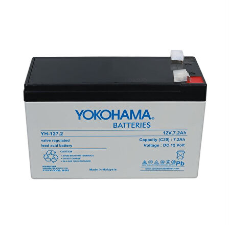 Yokohama YH-127.2 12 Volt - 7.2 Amper UPS'ler İçin Akü (150x65x90 mm)