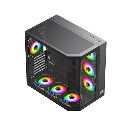 POWERBOOST 750W 80+ BRONZE Seaview PBA4375B Gaming Mid-Tower PC Kasası Siyah