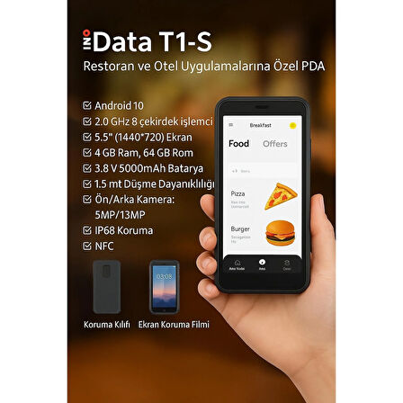 IDATA T1S 5.5" WIFI ANDROID 10 4GB-RAM/64GB-ROM EL TERMİNALI