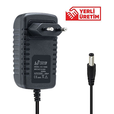 UJ Toys WK-10380 6 Volt 1 Amper Priz Tipi Adaptör 5.5 x 2.5 Uç
