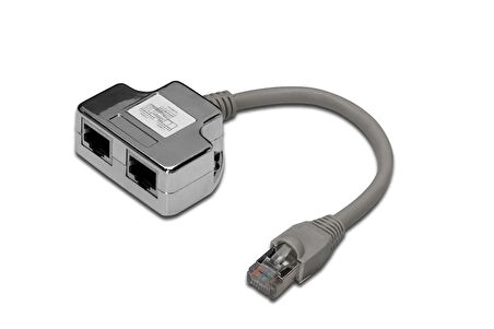 Digitus CAT. 5E Patch Kablo Adaptörü, Zırhlı/Shielded, 2 x RJ45 Dişi  1 x RJ45 Erkek, Kablo mesafesi 0.19 metre