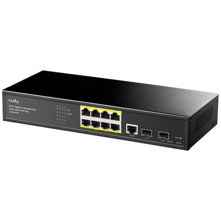 CUDY GS2008PS2 8 Port Gbit 8 Port PoE+ 120W 2xSFP Desktop/Rackmont Yönetilebilir (L2) Metal Kasa Switch