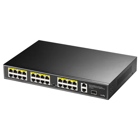 CUDY FS1026PS1 26 Port Mbit 24 Port PoE+ 300W 2xGbit+1xSFP Uplink Rackmount Yönetilemez Metal Kasa Switch