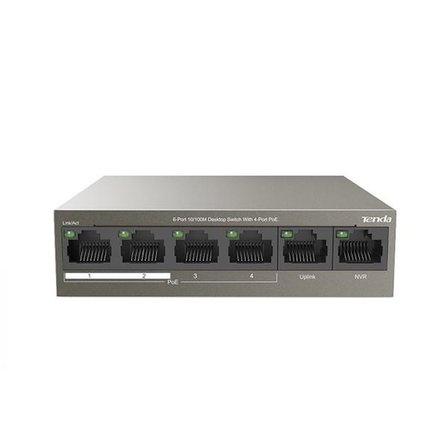 TENDA 5port PoE 63w 10/100 Yönetilemez Switch TEF1106P-4-63W