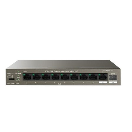 TENDA 8port PoE 102w 1-SFP Gigabit Yönetilemez Switch TEG1110PF-8-120W