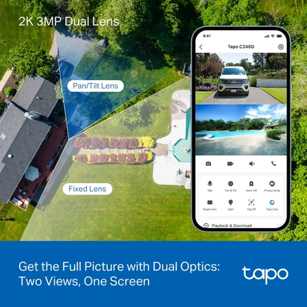 TP-LINK 3MP Tapo C246D Wifi Kablosuz Çift Lensli Pan/Tilt IP Güvenlik Kamerası