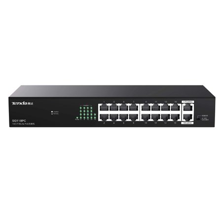 TENDA 16port PoE 150w 2xUPLINK Gigabit Yönetilemez Switch  SG118PC