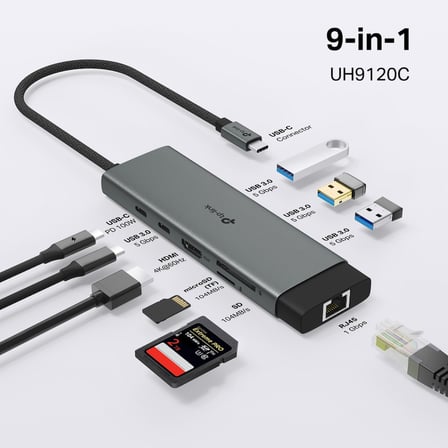 TP-LINK UH9120C USB Type-C 9lu Multiport Hub Çoklayıcı