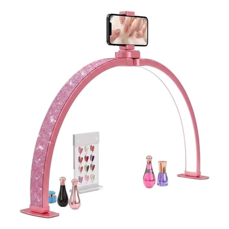 TrLed F-700A 70CM Pembe Elmas Desenli Katlanabilir Masaüstü Manikür ve Protez Tırnak Lambası