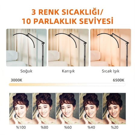 TrLed F-700B 70CM Zebra Elmas Desenli Ayaklı Profesyonel Güzellik Salonu Lambası