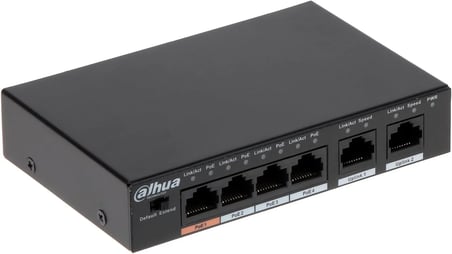 DAHUA 6port-4port PoE 60w 10/100 Yönetilemez Metal Kasa Switch DH-PFS3006-4ET-60