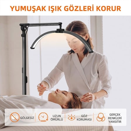 Trled F-700B Katlanabilir Ayaklı ve Tekerlekli Siyah Güzellik Salonu Lambası