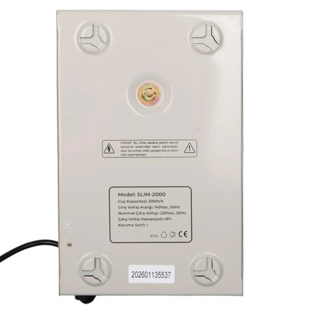 Powermaster SLIM-2000 Otomatik 2000VA Kombi Voltaj Regülatörü (İngiliz Fişli ve Evrensel Çoklu Soketli)