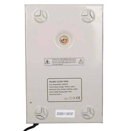 Powermaster SLIM-1500 Otomatik 1500VA Kombi Voltaj Regülatörü (İngiliz Fişli ve Evrensel Çoklu Soketli)
